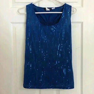 Carol Rose Blue Sleeveless Sequin Top Size Small